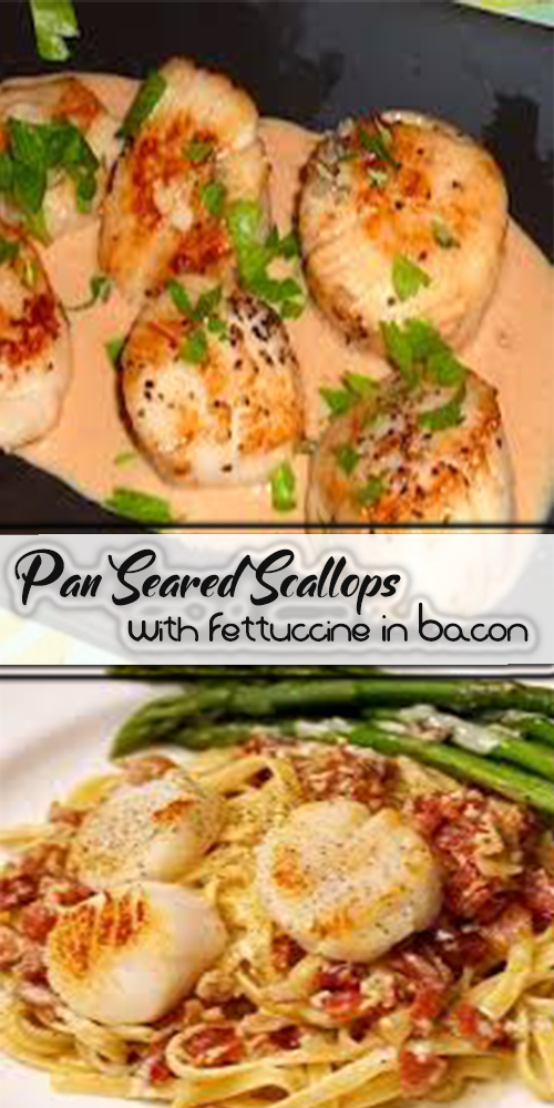 Pan Seared Scallops With Fettuccine In Bacon 1